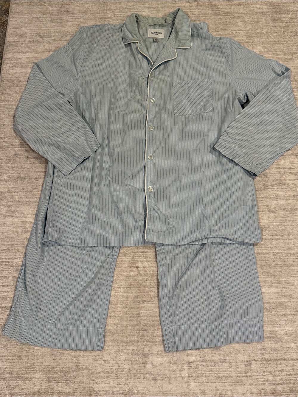 Men’s size large 100% cotton Blue Pinstripe Pajama Set